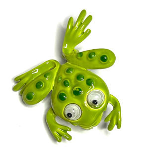 Frog Brooch Signed JJ Articulated Frog Eyes Vtg Estate Jewelry Pin O30